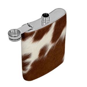 Genuine hair on Cowhide flask